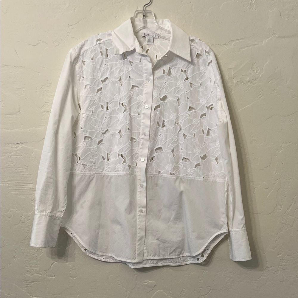 Nordstrom White Lace Detail Blouse